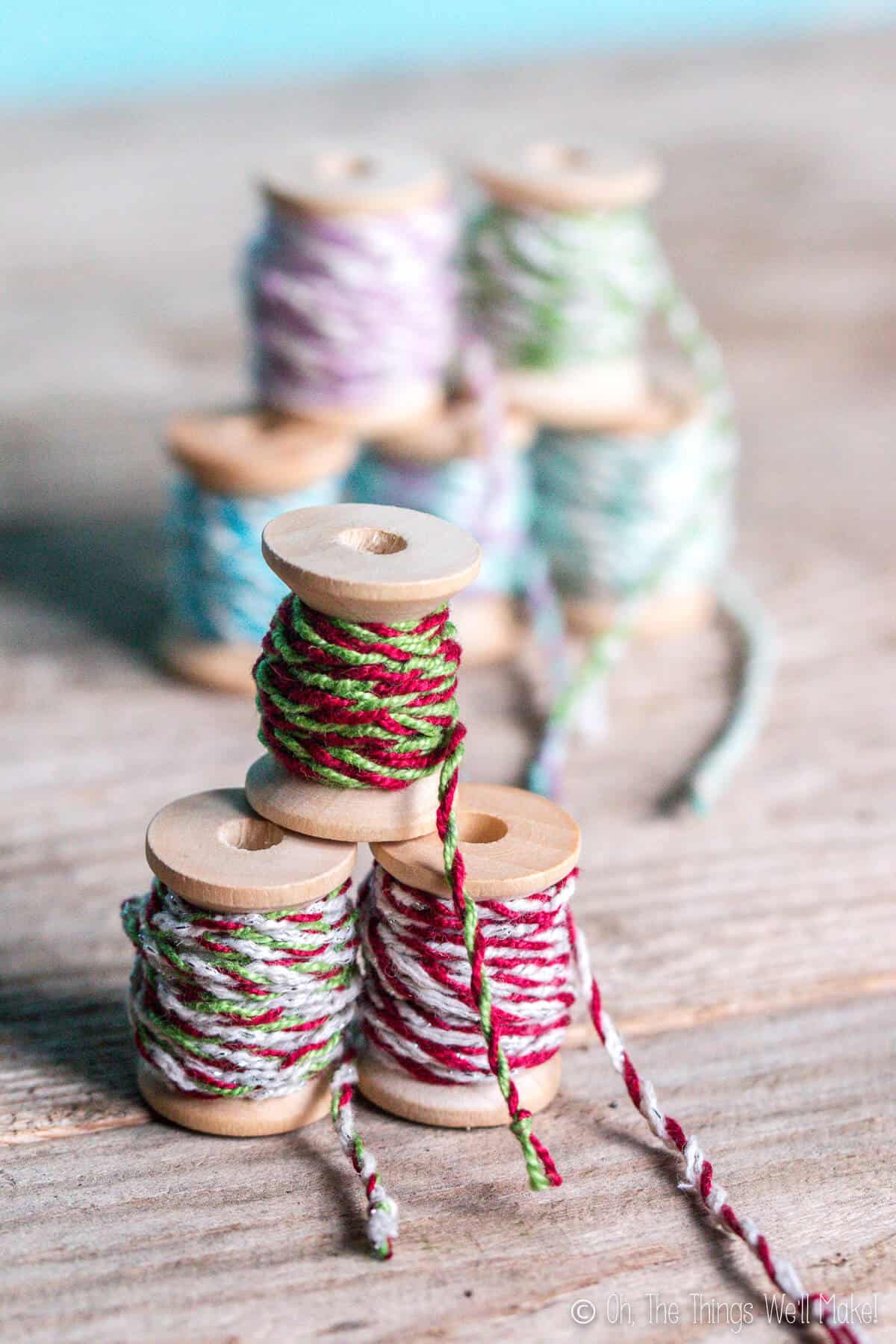 Make your own professional looking DIY bakers twine in custom colors quickly and easily using cotton thread or embroidery floss.