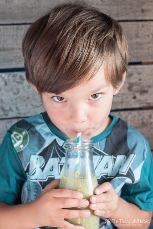 Smoothies are a great way to get kids to eat their fruit and veggies. I love making smoothie recipes for kids like this one, "The Popeye Smoothie."