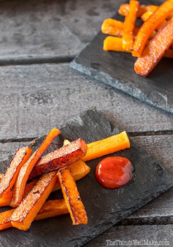 Looking for a fun side dish that's quick and easy to make, and healthier than regular french fries? These baked pumpkin fries are one of our family favorites.
