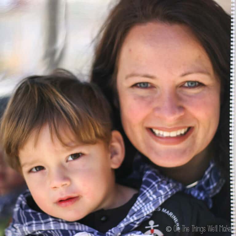 Tracy Ariza holding her son