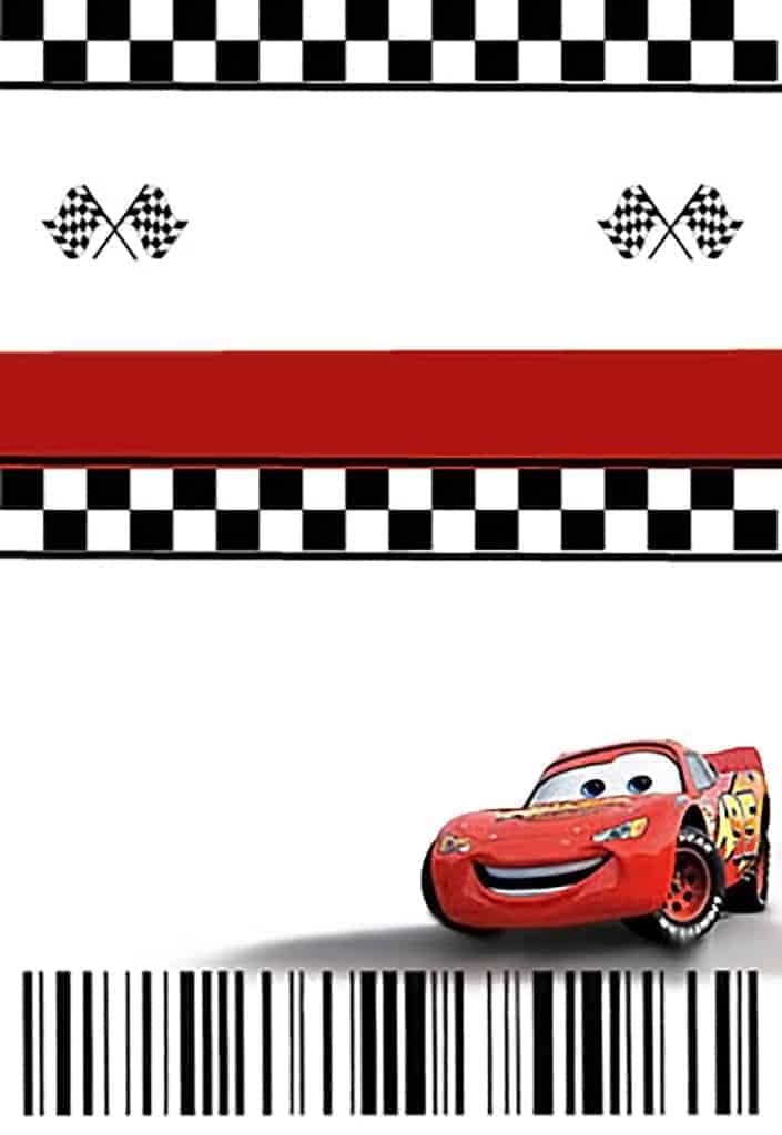blank template for a Cars pit pass invitation