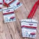 Cars themed party invitations that look like pit passes on red lanyards.