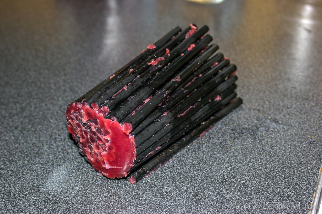 A bunch of straws filled with set gelatin