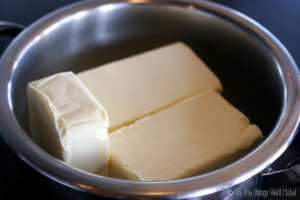 Pot with several blocks of butter