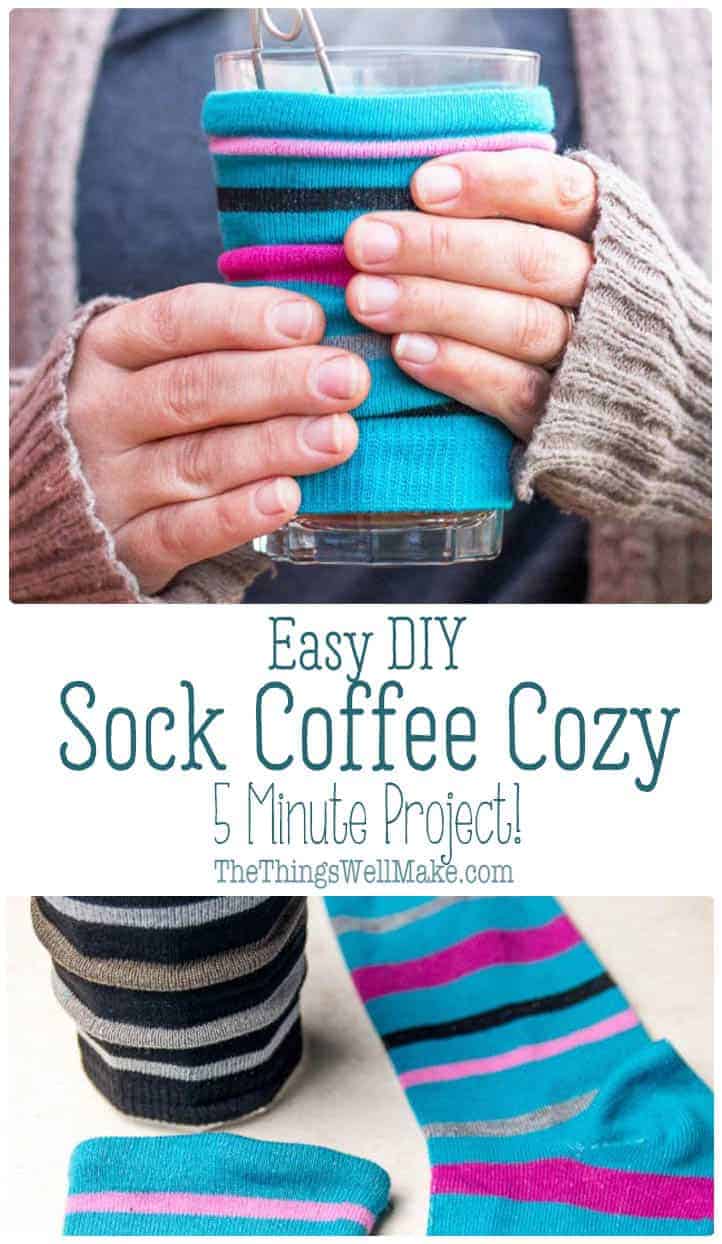 5minute Easy DIY Coffee Cozy from a Sock! Oh, The Things We'll Make!