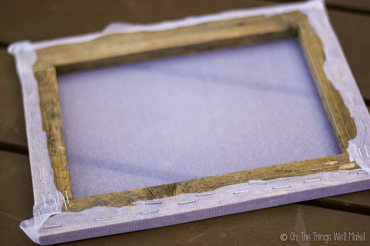 The finished frame with cloth on it.