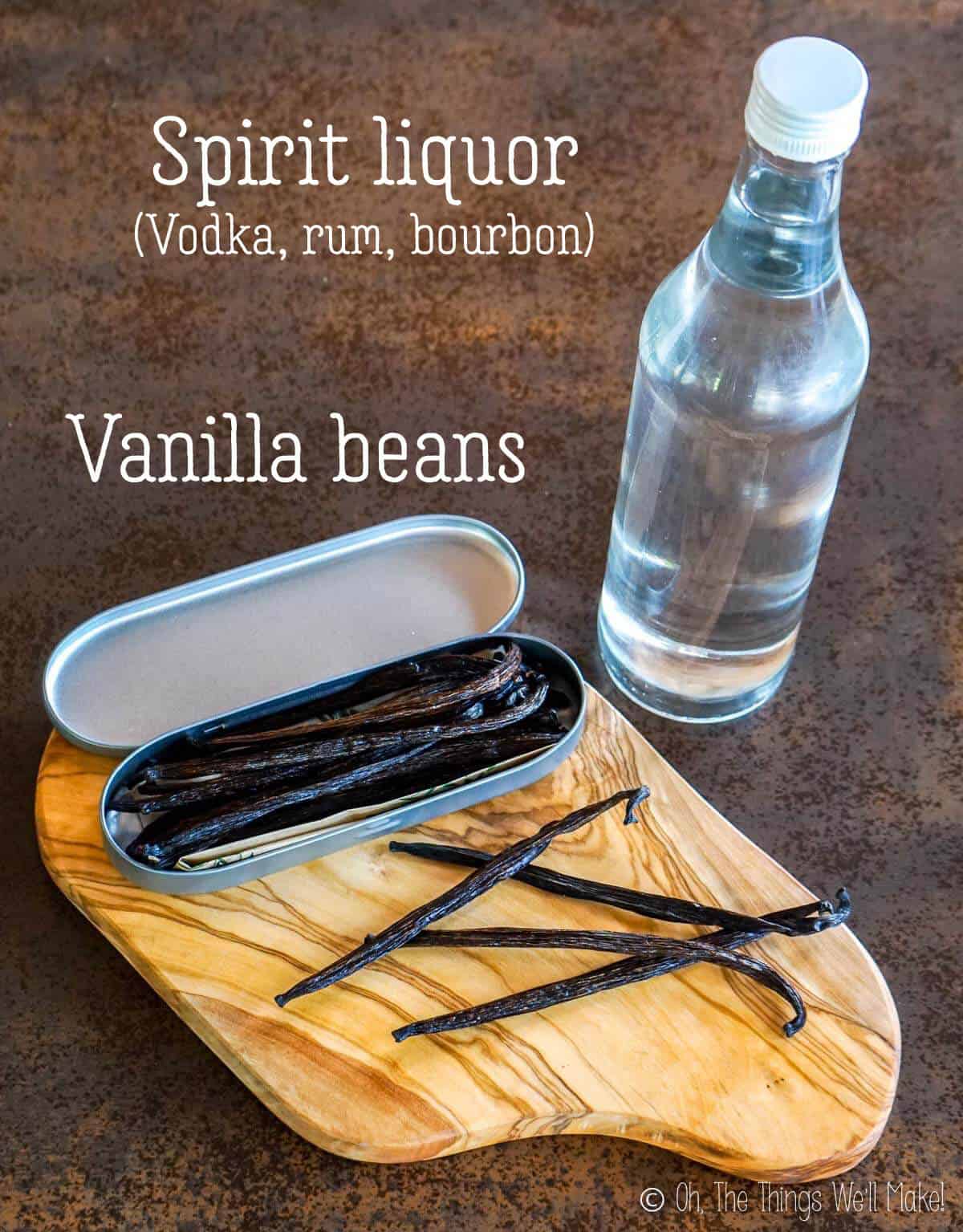 Ingredients for a homemade vanilla extract