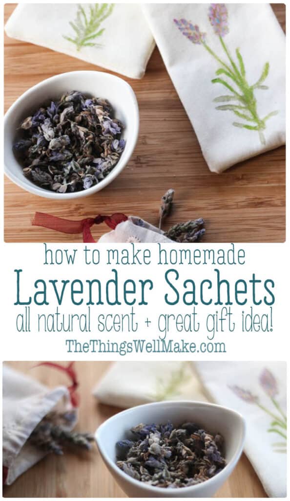 French Lavender Sachets with All-Over Lavender Fabric - Set of 4