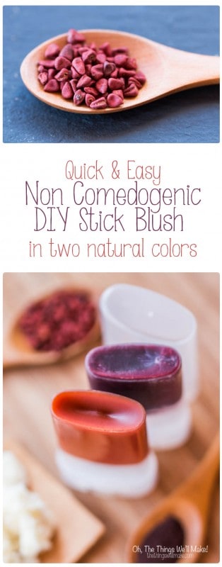 Making a non comedogenic DIY blush stick is a very quick and simple project that uses only natural ingredients. Find out how I make and use mine.