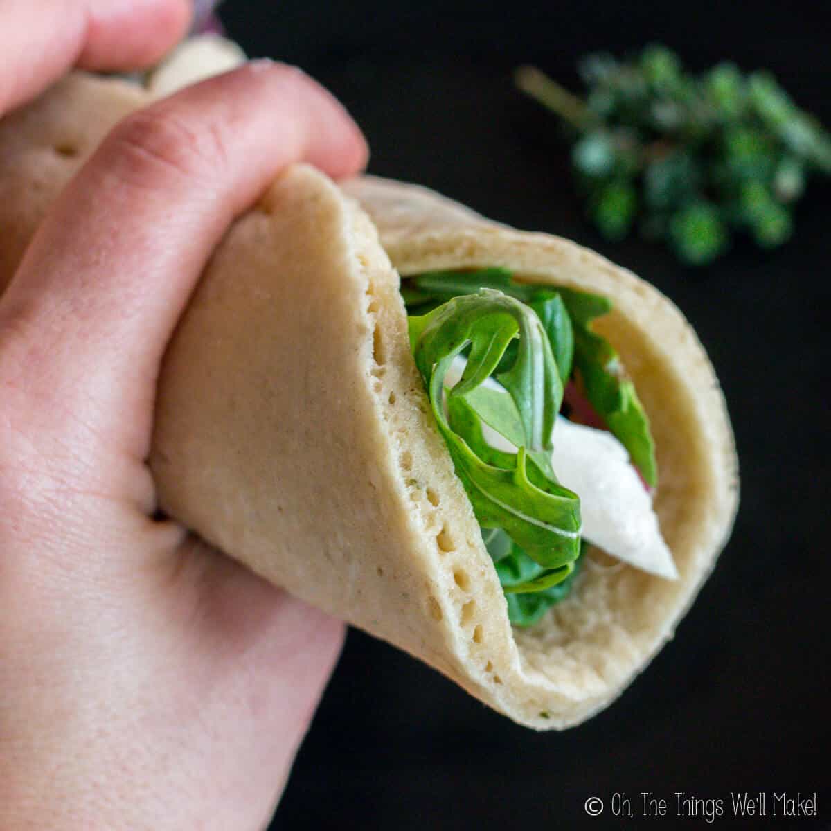 wrap sandwich made with paleo pita