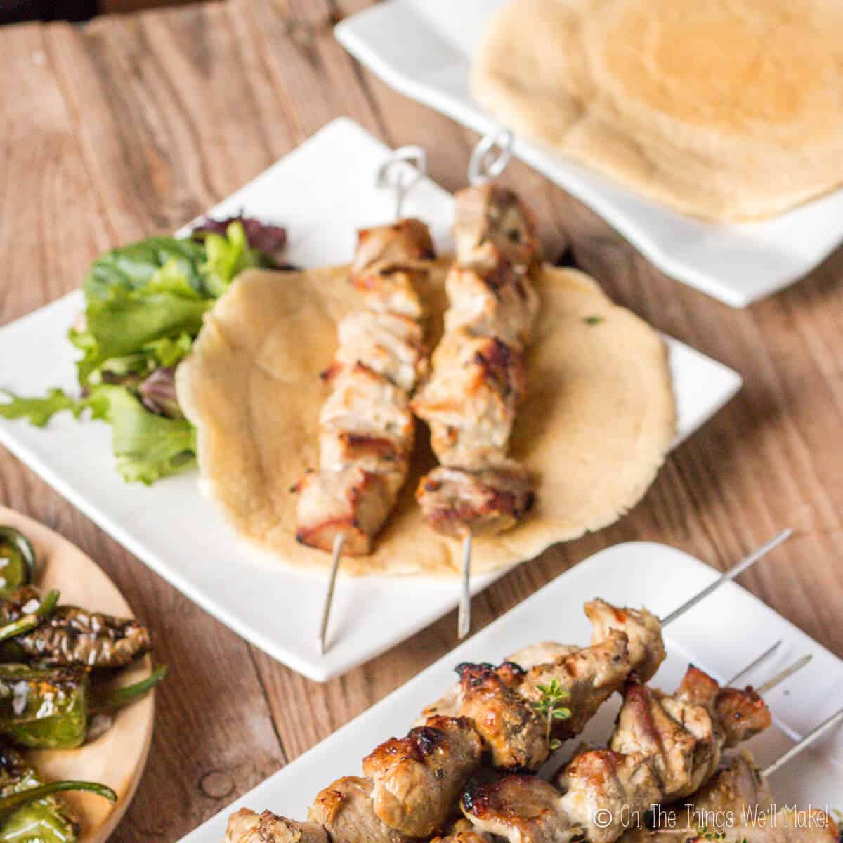 homemade souvlaki on paleo pitas