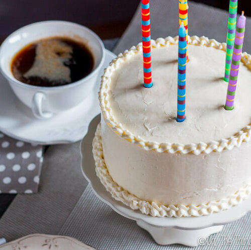 This grain free birthday cake isn't as good as a "normal" cake, it's better. It's moist and flavorful, and goes perfectly with a homemade buttercream frosting.