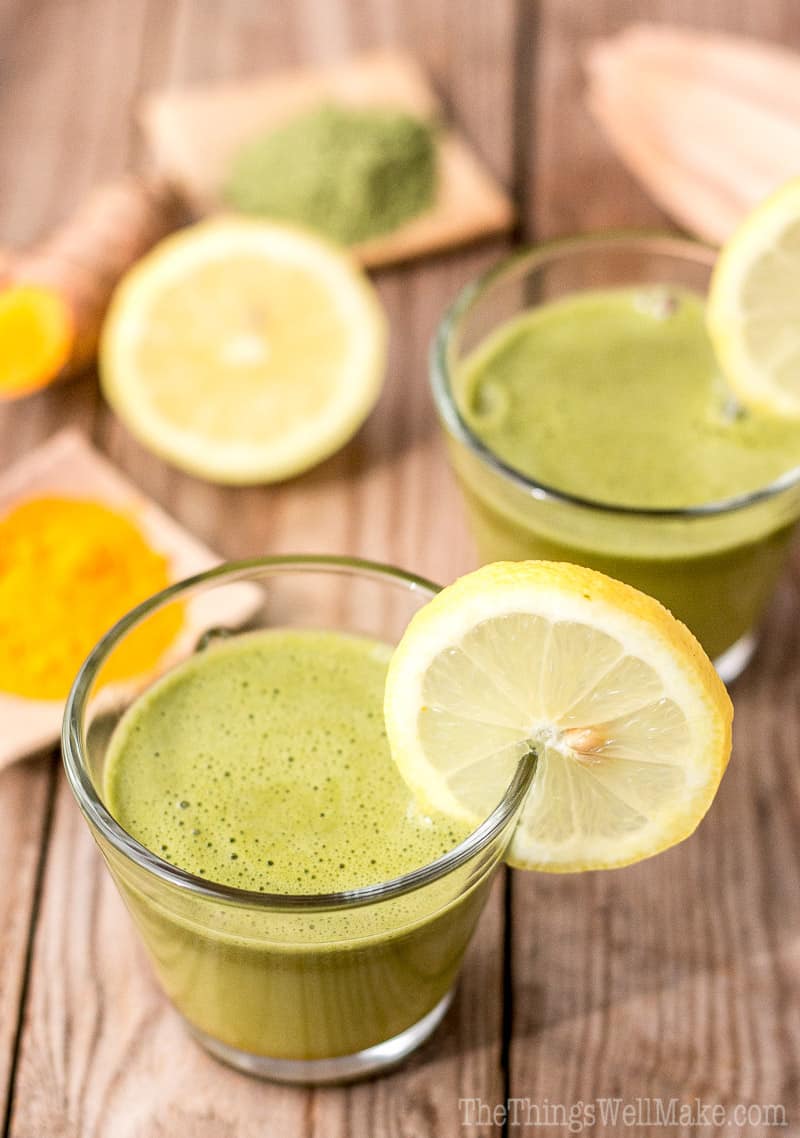 Start the day off right with this green turmeric lemonade, a superfood "wake-me-up" drink packed with antioxidants and vitamins.