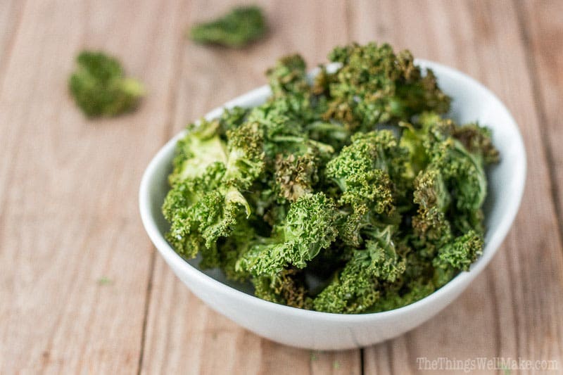 Kick your cravings for something salt and crispy with these satisfying, healthy chips; the best crispy kale chips I've eaten. Gomasio adds a fun flavor kick with nutritious sesame seeds and seaweed.