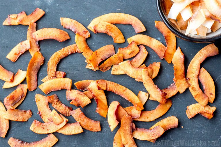 Sweet, smoky, and salty, these seasoned coconut chips will remind you of maple sweetened bacon, but they are vegan! I'll show you how to make coconut bacon in just a few minutes!