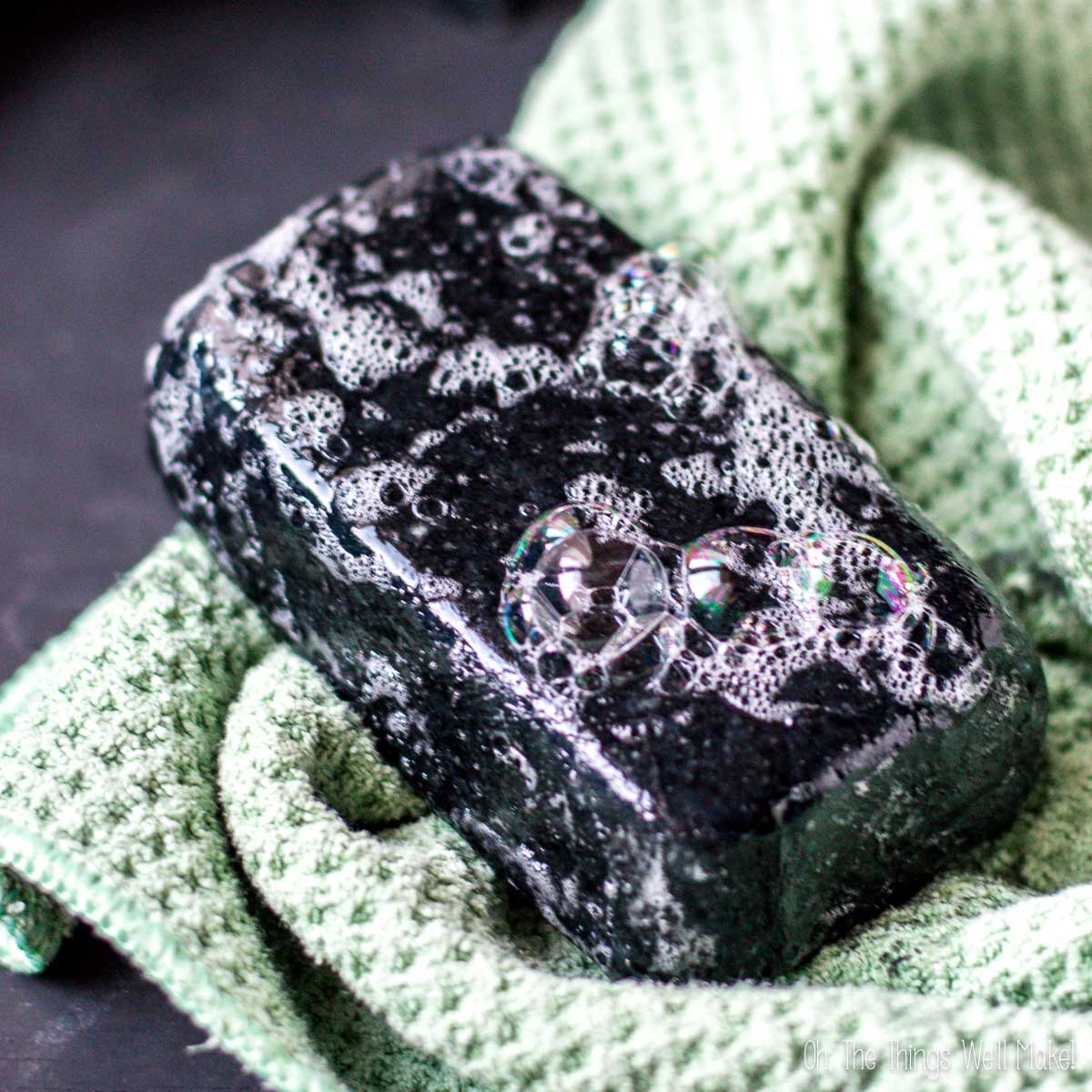This activated charcoal face soap recipe is simple enough for beginner soapmakers, yet results in an impressive bar of cleansing, yet moisturizing face soap.