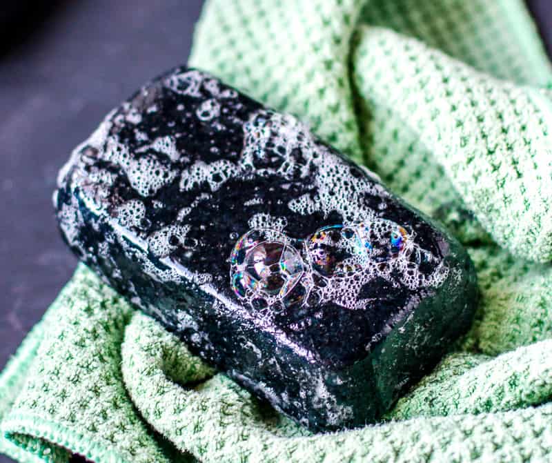 This activated charcoal face soap recipe is simple enough for beginner soapmakers, yet results in an impressive bar of cleansing, yet moisturizing face soap.