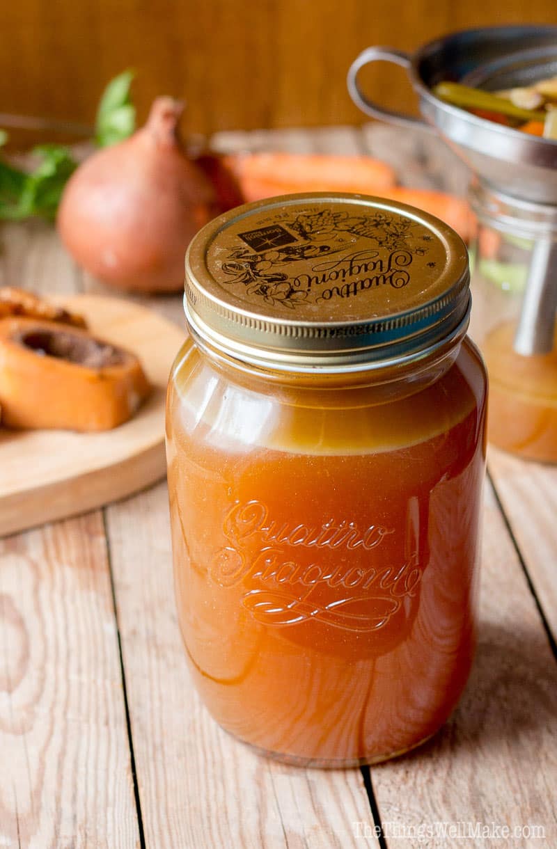 A jar of homemade bone broth