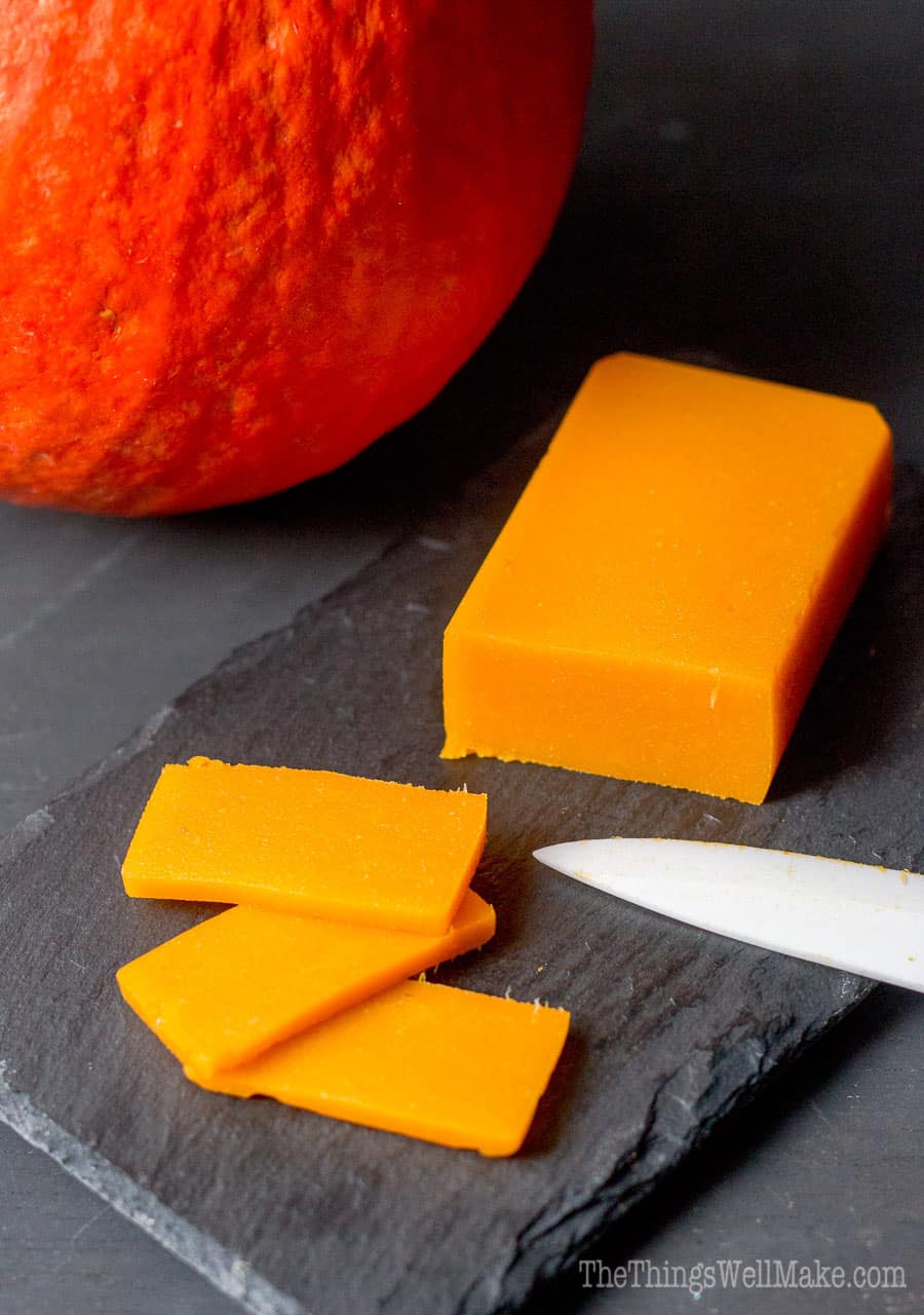 With it's beautiful natural orange color befitting of cheddar, this paleo vegan pumpkin cheese is a fun and healthy way to enjoy pumpkins and butternut squash. You can also use my tips to make other types of vegetable cheese.