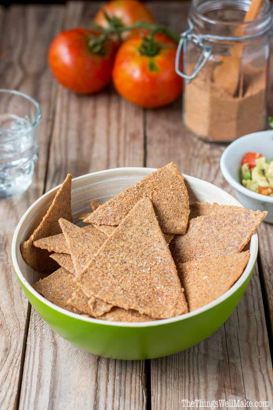 Crispy and coated with a tasty Mexican spice blend, these paleo Doritos like chips are a satisfying, healthy way to curb your junk food cravings.