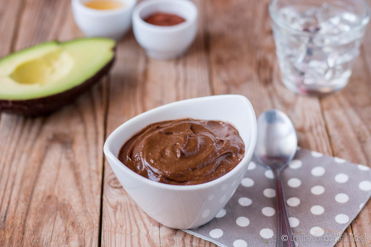A bowl of chocolate avocado pudding