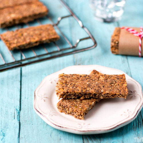 These crunchy energy nut bars are easy to make and store well for when you need a quick, healthy snack on-the-go. I call them paleo granola bars, and the recipe is grain free and highly customizable to suit your taste.