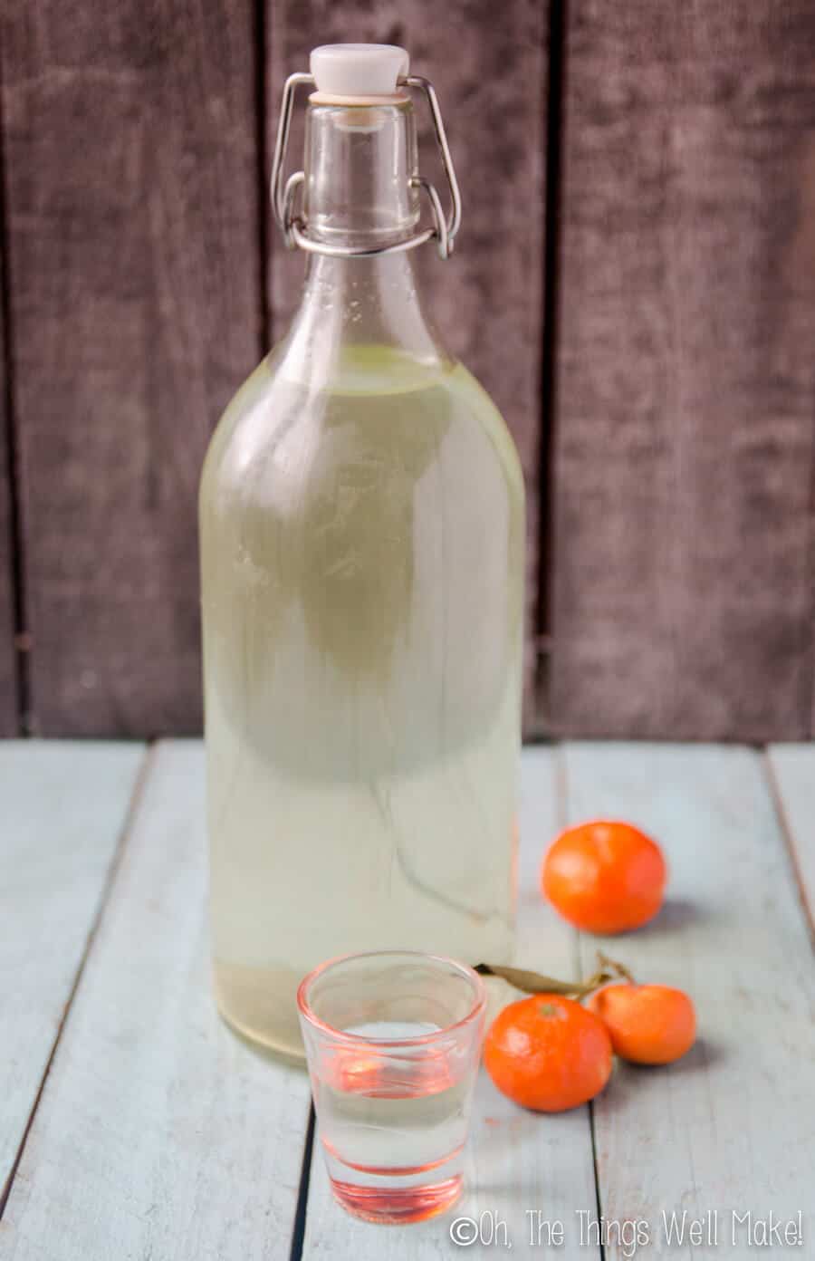 A bottle of homemade mandarinecello