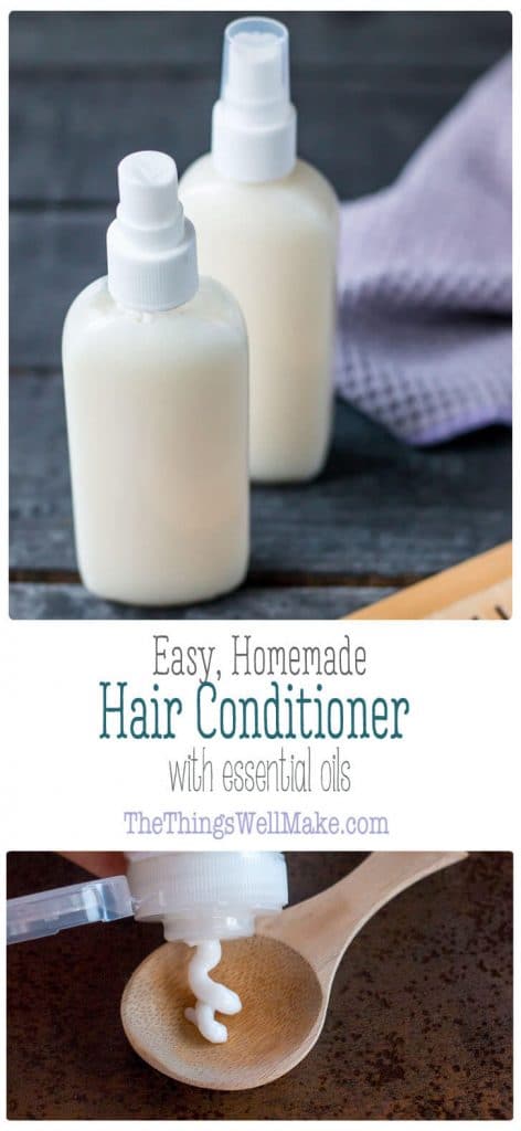 Take control of the ingredients that go into your hair products by making them at home. This easy, DIY hair conditioner uses natural ingredients to leave your hair feeling soft and tangle free, and is light enough to use as a leave-in conditioner too. #DIY #Conditioner #haircare #natural #essentialoils