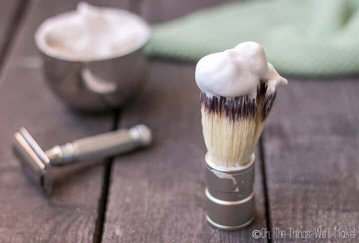Buildin up a lather on a shaving brush with shave soap