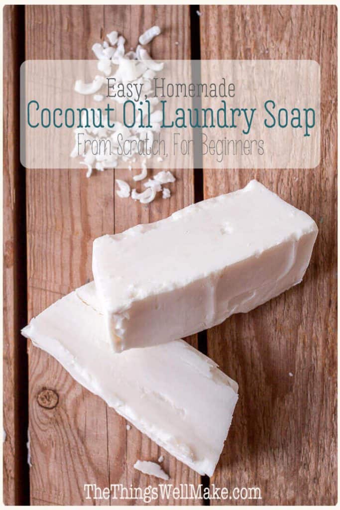 Even if you've never made soap before, you can quickly whip up this easy homemade laundry soap from scratch. It's perfect for stain removal or for making soap-based laundry 'detergents.' #thethingswellmake #miy #laundry #soap #detergent #wash #laundrydetergent #washing #naturalcleaning #naturalcleaningproducts #naturalsurfactants #cleaning #greencleaning #greenliving #greenlivingtips #soapmaking #soaprecipes #homesteading #homesteadingskills