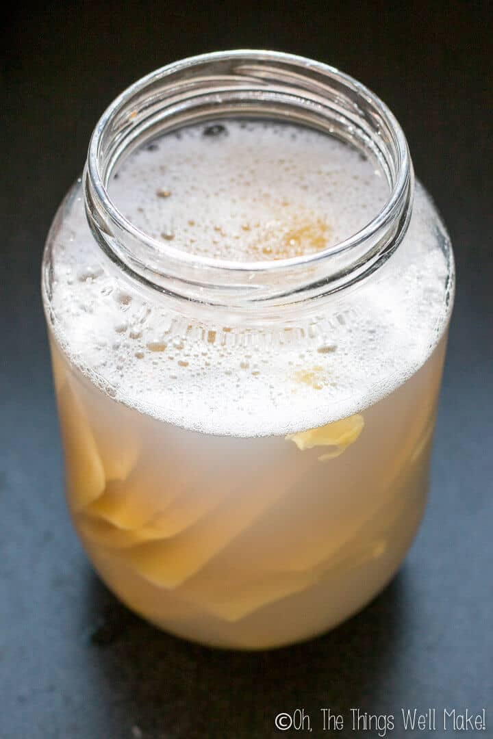 Pieces of soap in a jar of water