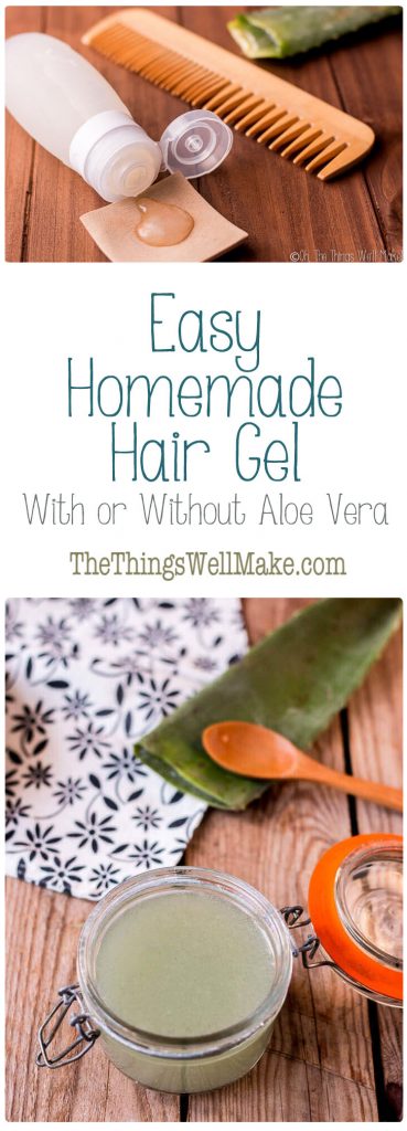 This easy homemade hair gel can be made with or without aloe vera, and is the perfect natural hair gel for when you are on the go. It can be preserved with natural preservatives for up to 3 months.