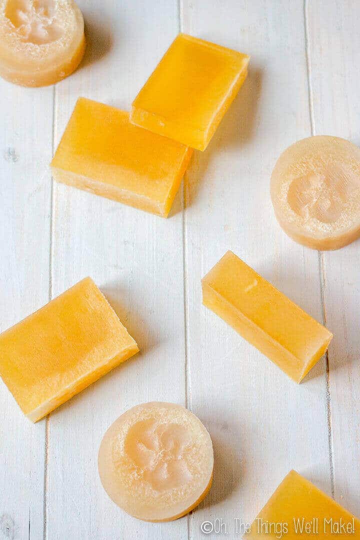 Perfect for those with sensitive skin, this homemade glycerin soap recipe makes a hard bar of soap that lathers nicely while gently cleansing and moisturizing your skin. 