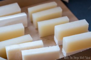 Perfect for those with sensitive skin, this homemade glycerin soap recipe makes a hard bar of soap that lathers nicely while gently cleansing and moisturizing your skin.