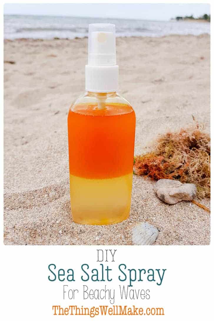 Get those tousled, beachy waves, or the texture that you get in your hair after a day at the beach, but without the damage, using this DIY sea salt spray. It's customizable to suit your hair type and the ingredients you have on hand. #seasalt #seasaltspray #hairspray #beachywaves #naturalhaircare