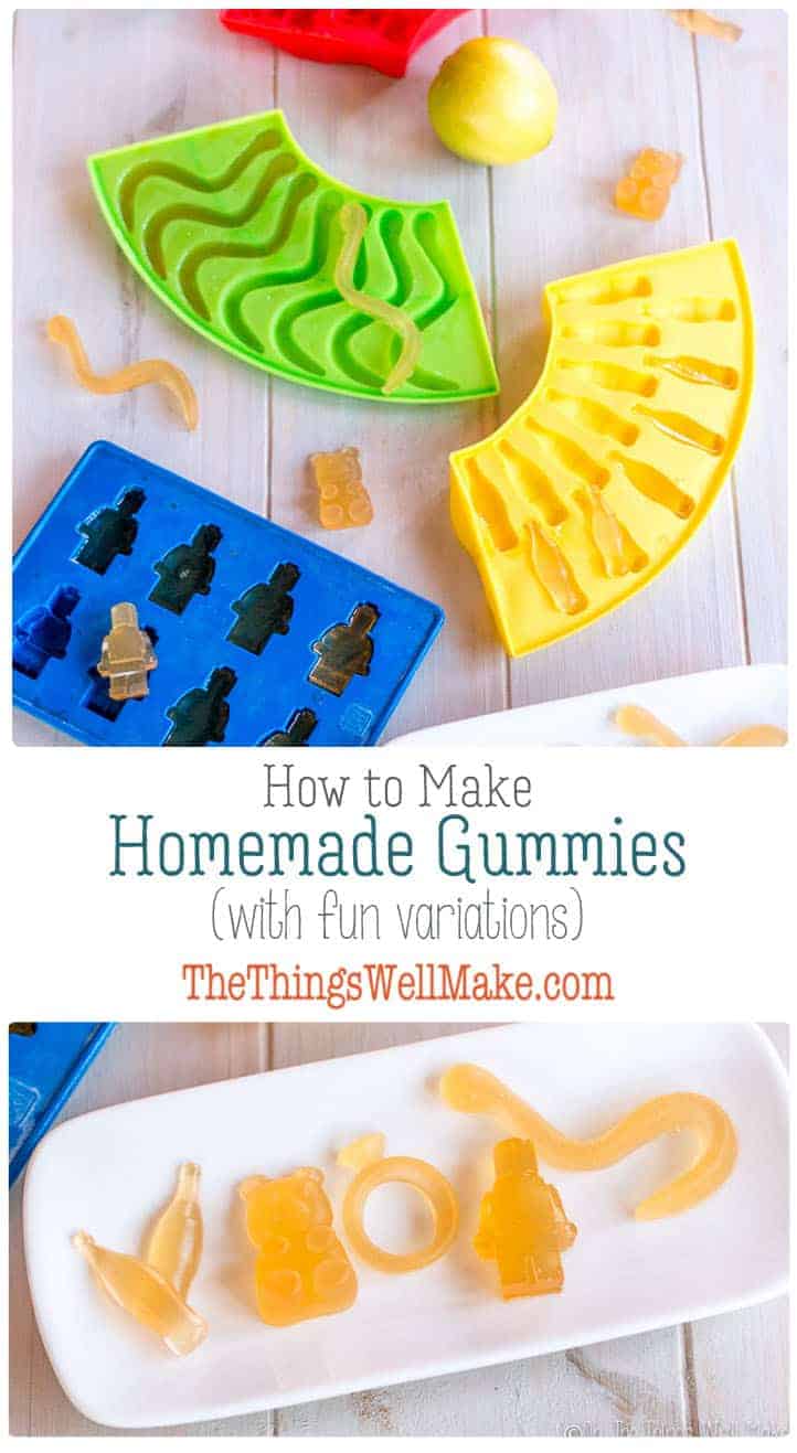 Making homemade gummies using fruits, juices, non-dairy milks, or even kombucha is a fun activity for kids and a healthy alternative to candy for any age. #thethingswellmake #miy #gummies #gummytreats #gummybears #healthyrecipes #healthyeating #healthykidssnack #snacks #gelatin #fruit