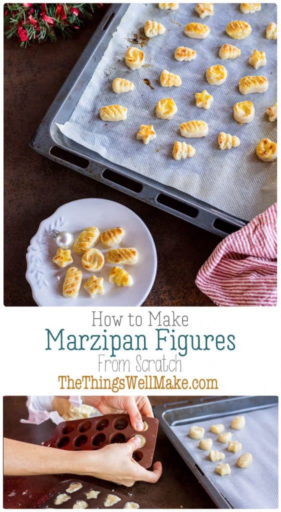 Simple to make, yet impressive in appearance, marzipan figures, or 'figuras de Mazapán' are one of the most popular Christmas treats here in Spain. Kids will love to help you make and shape them. Learn how to make your own marzipan from scratch! #thethingswellmake #miy #marzipan #mazapan #christmasrecipes #spanishrecipes #almondrecipes #almonds #desserts #dessertrecipes #recipes