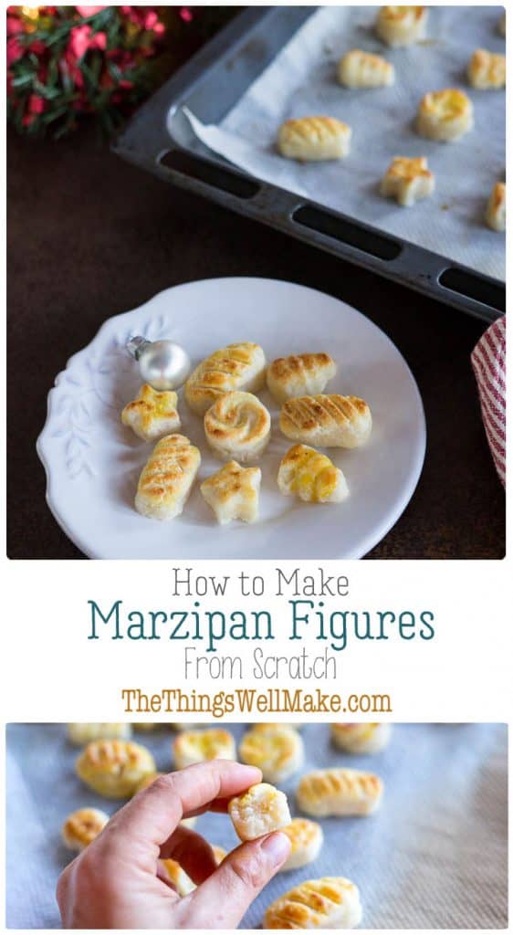 Simple to make, yet impressive in appearance, marzipan figures, or 'figuras de Mazapán' are one of the most popular Christmas treats here in Spain. Kids will love to help you make and shape them. Learn how to make your own marzipan from scratch! #thethingswellmake #miy #marzipan #mazapan #christmasrecipes #spanishrecipes #almondrecipes #almonds #desserts #dessertrecipes #recipes