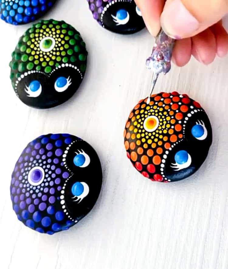 Small Painted Mandala Stones Paperweights Dot Art Mandala Rocks