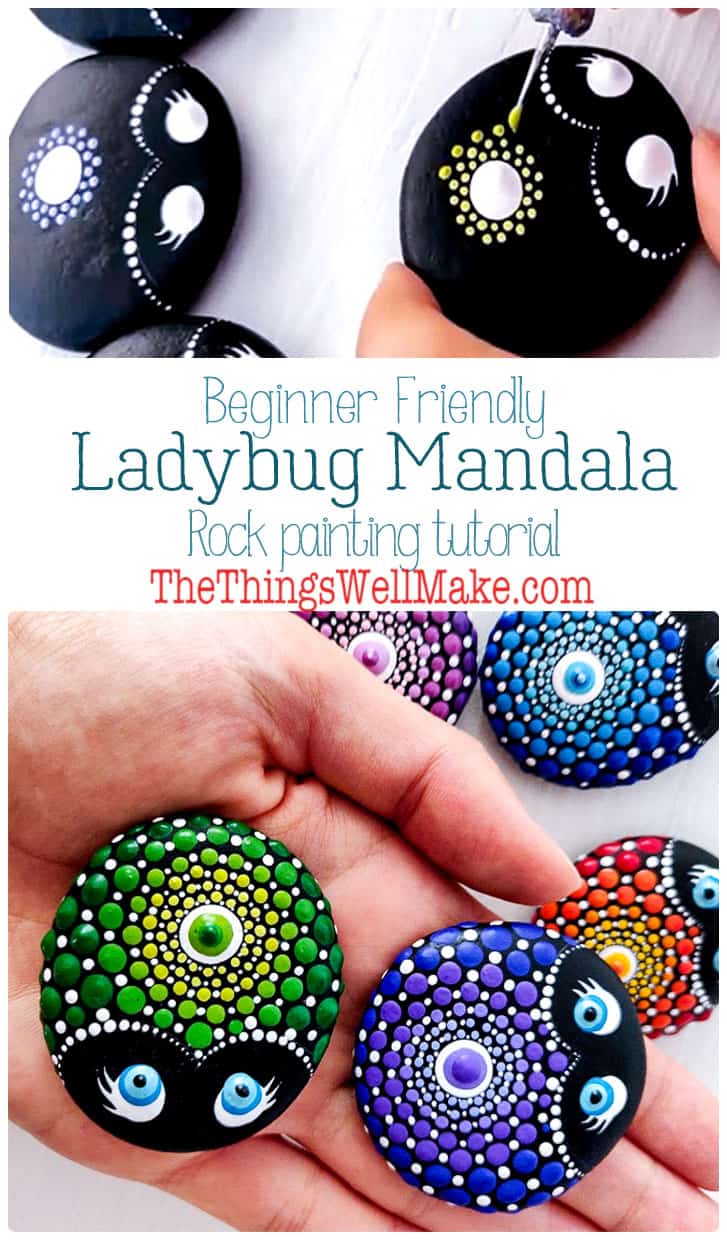 Tutorial Mandala Rocks Beginner-Friendly Ladybug Mandala Rock Painting Tutorial - Oh, The ...