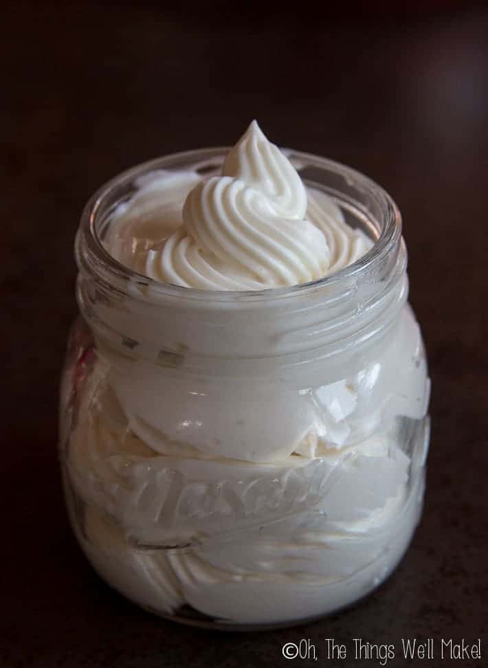 A jar of homemade whipped body butter