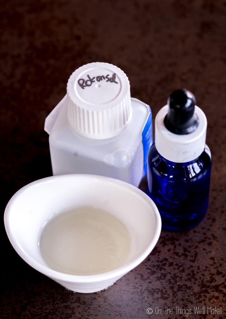 Rokonsal™ BSB-N in a small bowl with a bottle of the preservative