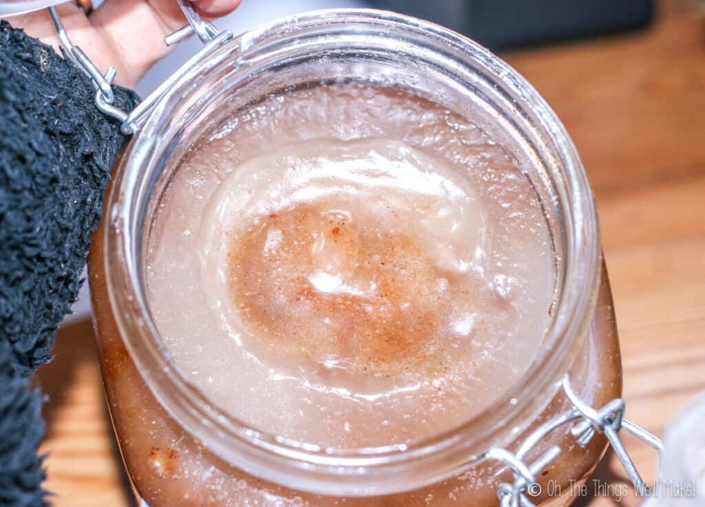 Overhead view of sugar scrub once solidified