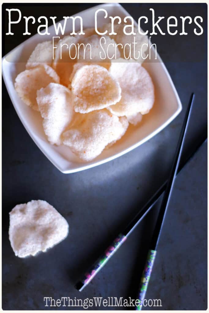 The classic appetizer at Asian restaurants in Europe, prawn crackers are a delicious crispy treat. They're also naturally gluten-free, grain-free, and paleo. And, you can make them completely from scratch at home! #prawncrackers #asianrecipes #thethingswellmake #miy #paleosnacks #grainfree