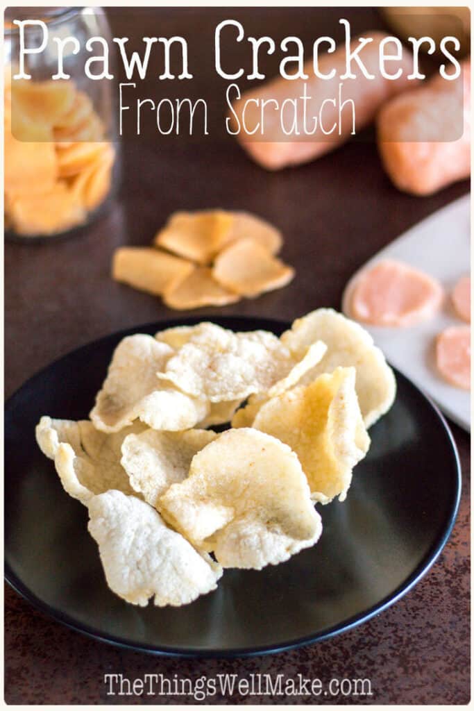 The classic appetizer at Asian restaurants in Europe, prawn crackers are a delicious crispy treat. They're also naturally gluten-free, grain-free, and paleo. And, you can make them completely from scratch at home! #prawncrackers #asianrecipes #thethingswellmake #miy #paleosnacks #grainfree