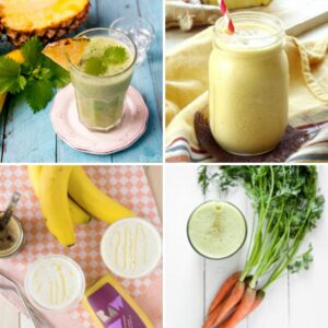 Collage of 4 different smoothies with unusual, unexpected ingredients.