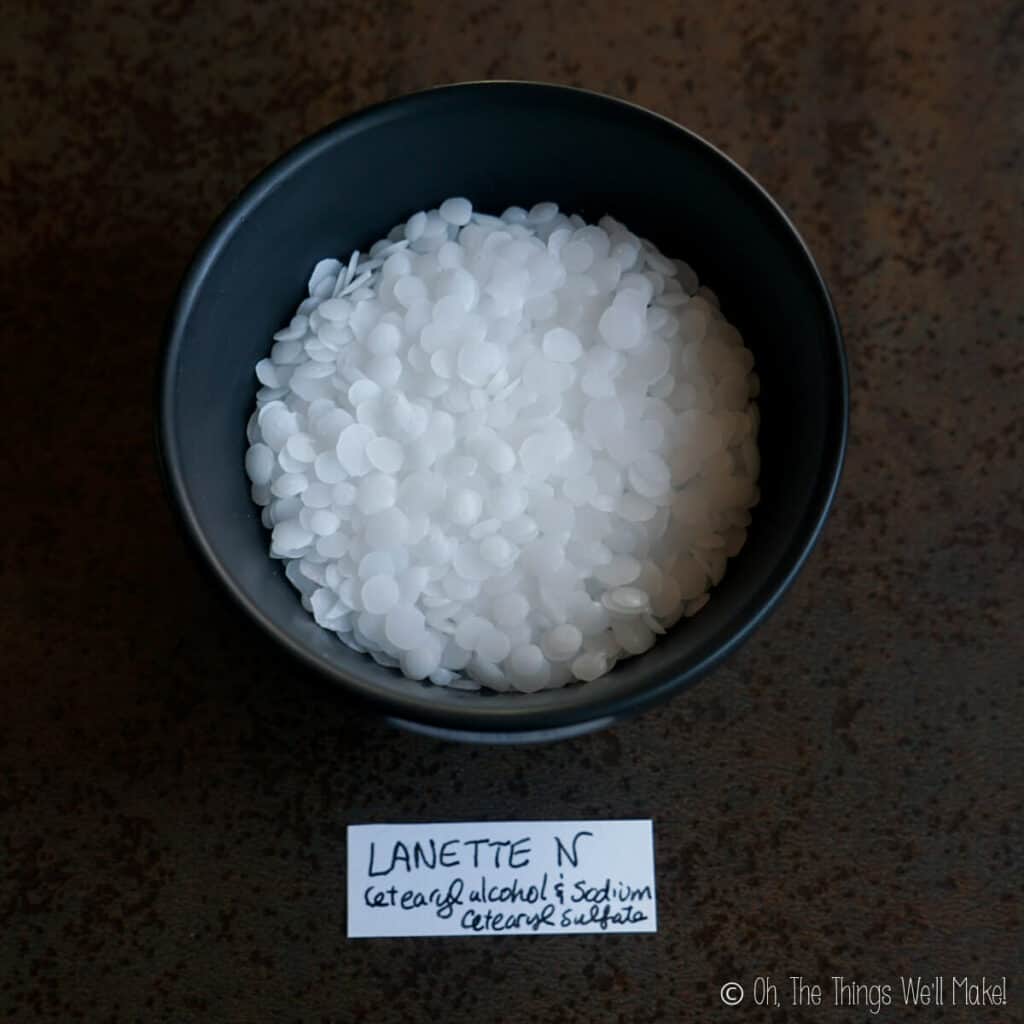A bowl of a Lanette N emulsifier
