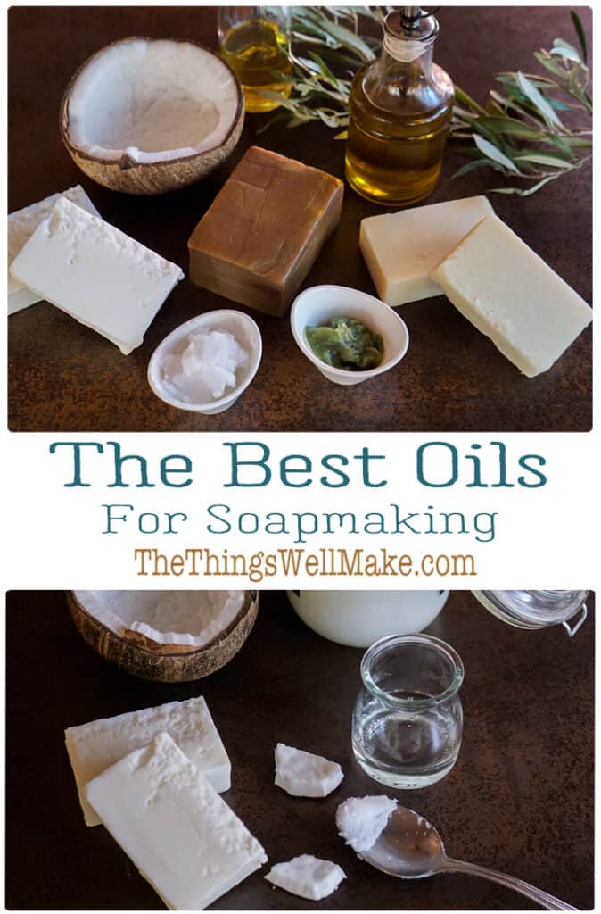 Using different oils and fats will give your soaps different properties. Understanding these tendencies will help you formulate better soaps to suit your needs. Learn how to harden, add lather, and improve soaps by varying the oils in the recipe. #soapmaking #soaps #oils #carrieroils #thethingswellmake #miy