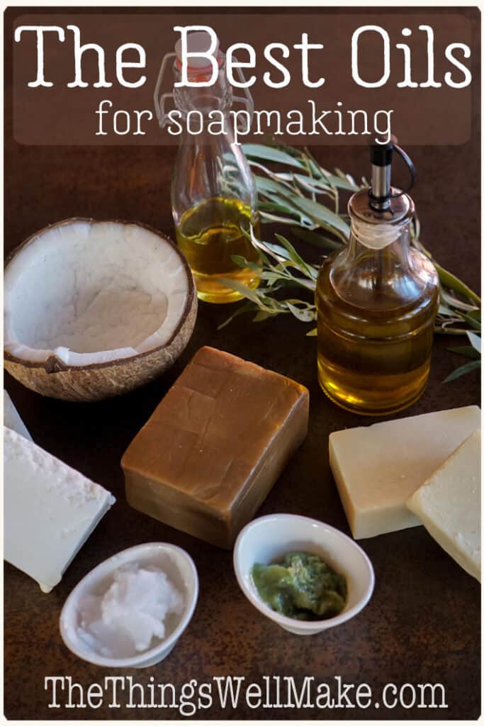 Using different oils and fats will give your soaps different properties. Understanding these tendencies will help you formulate better soaps to suit your needs. Learn how to harden, add lather, and improve soaps by varying the oils in the recipe. #soapmaking #soaps #oils #carrieroils #thethingswellmake #miy