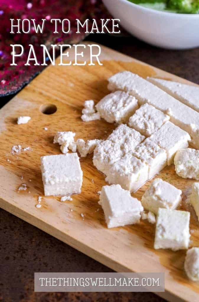 Soft and mild, paneer is a delicious fresh Indian cheese that is easily made at home with just a couple of simple ingredients that you probably already have in your kitchen. Learn how to quickly make paneer and how to use it! #cheeses #indiancuisine #indianrecipes #cheeserecipes #miy #thethingswellmake
